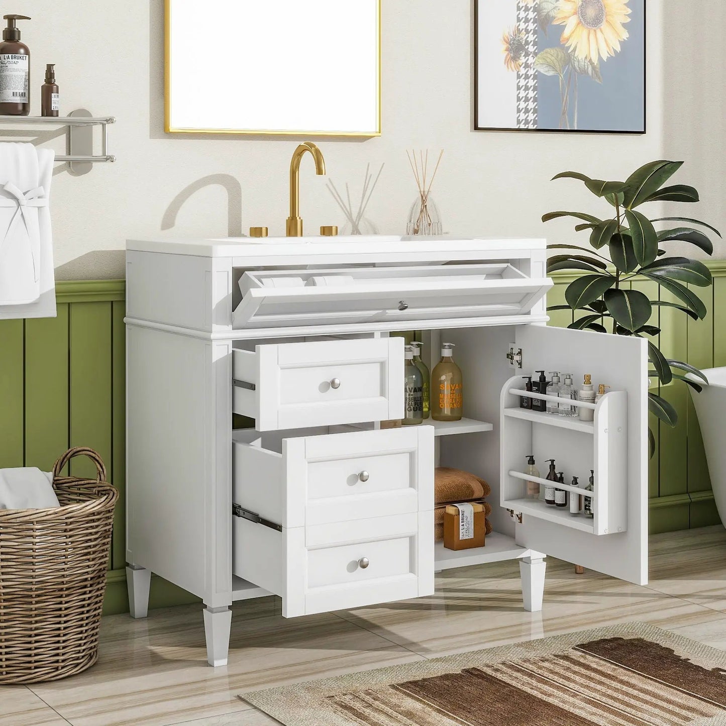 Bathroom Vanity With Top Sink and 2 Drawers