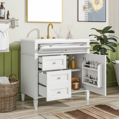 36in white bathroom vanity with ceramic sink and storage drawers by HouseOfZazla on Tampa Home & Garden Store
