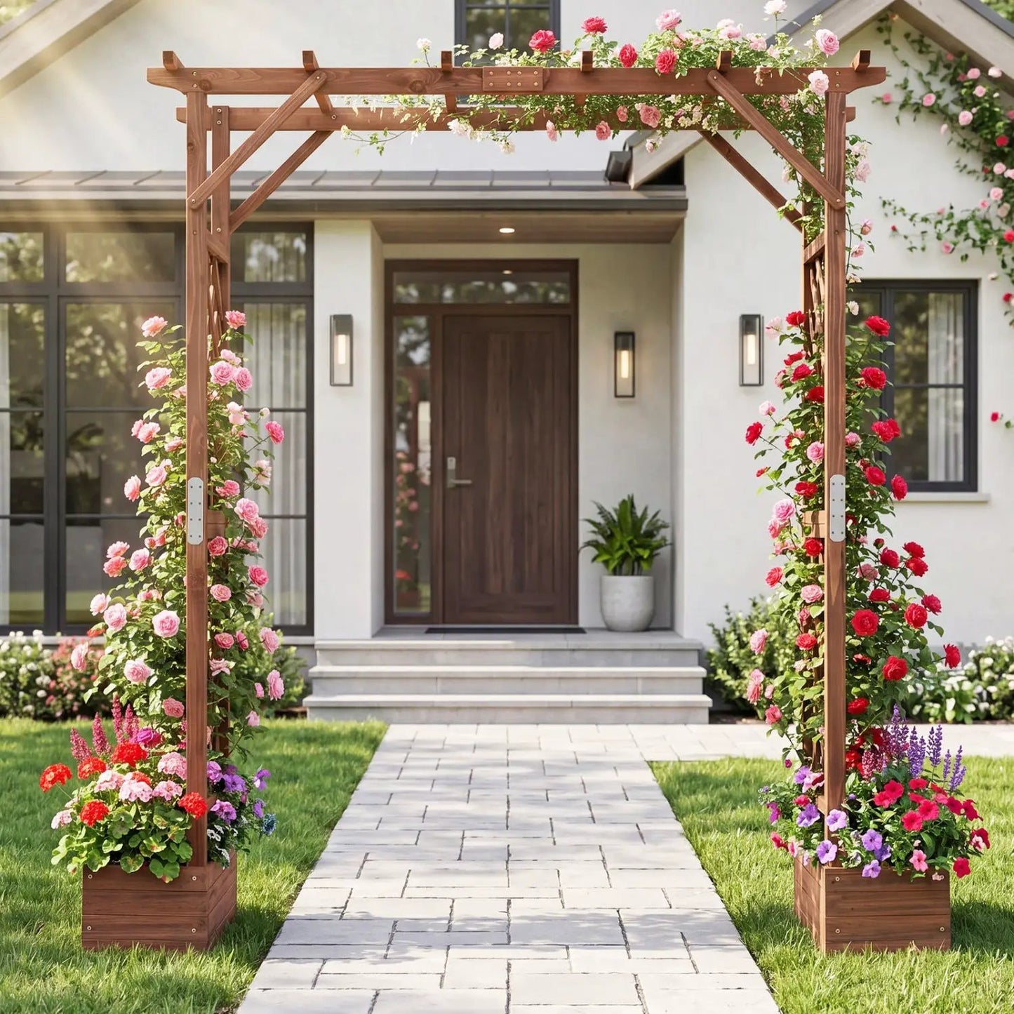 Garden Arbor With Planter Boxes 87in Tall Trellis