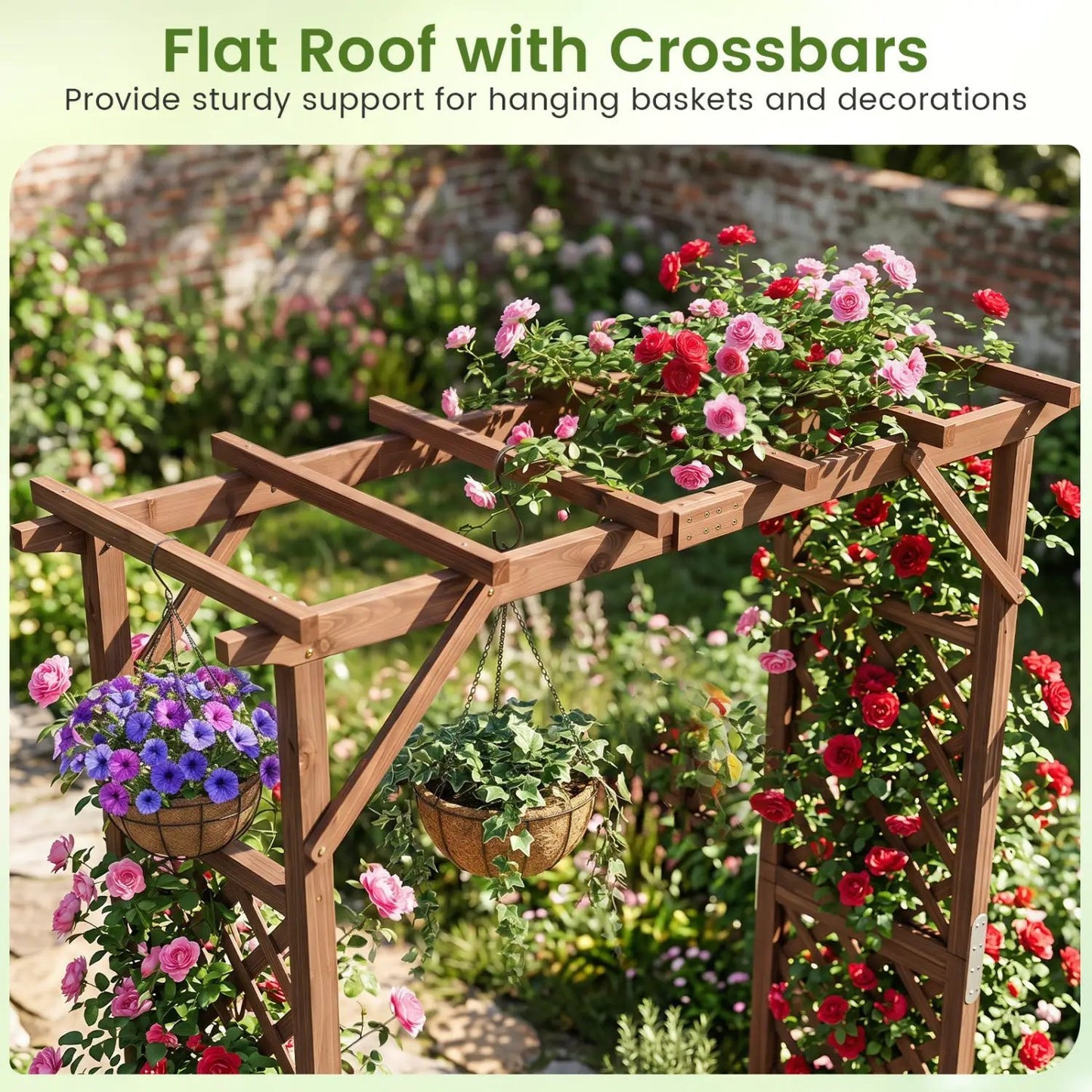 Garden Arbor With Planter Boxes 87in Tall Trellis