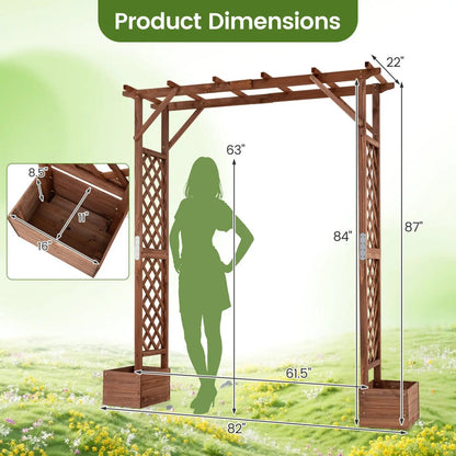 Garden Arbor With Planter Boxes 87in Tall Trellis