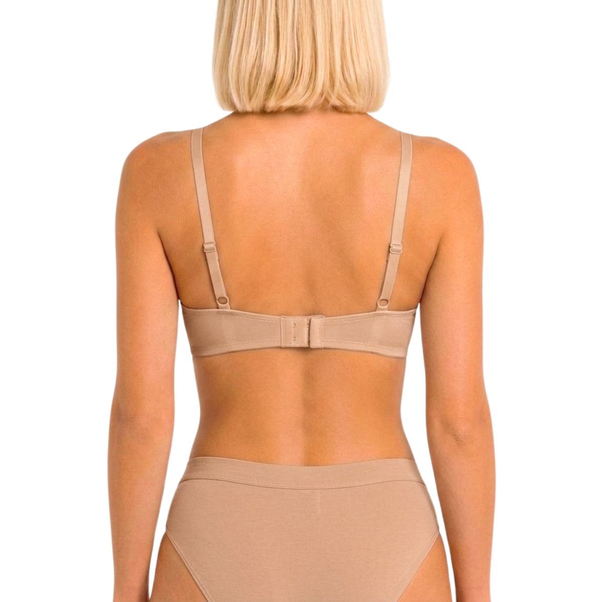 Wireless Plunge Bralette in organic cotton beige with adjustable straps by Net Positive on Tampa Home & Garden Store