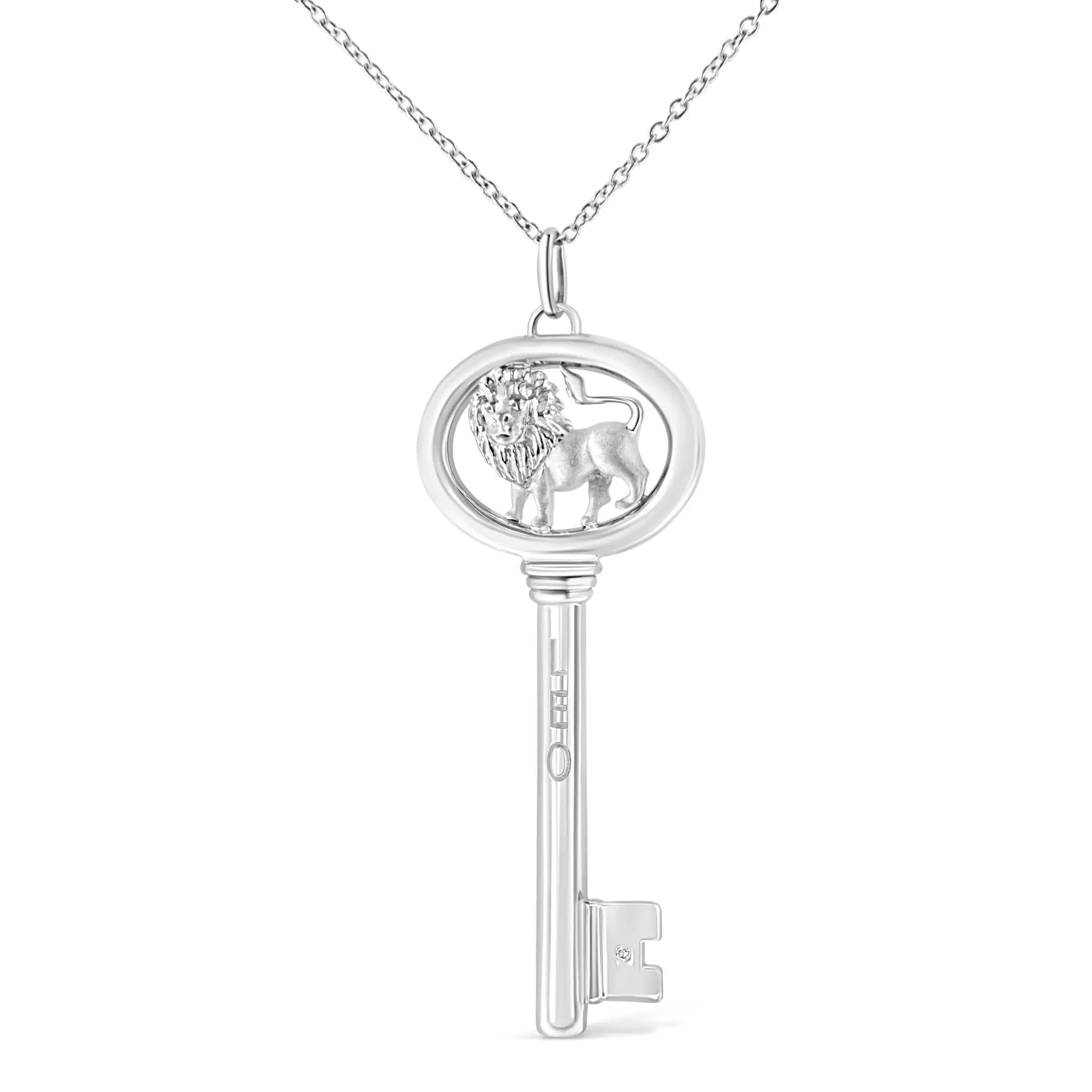 Sterling silver Virgo zodiac key pendant necklace on 18in chain with diamond accent by Bids.com on Tampa Home & Garden Store