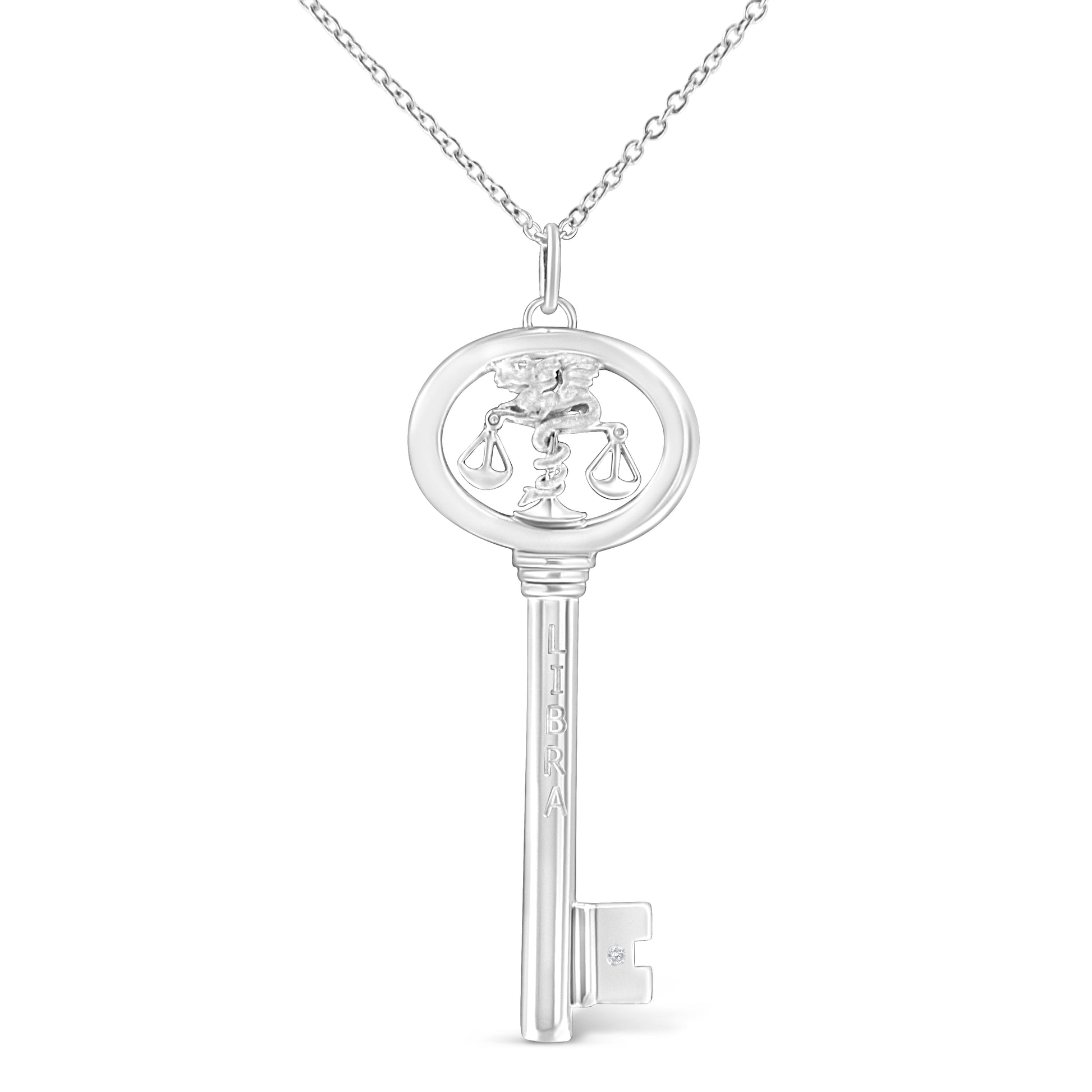 Sterling silver Virgo zodiac key pendant necklace with diamond accent on 18-inch chain Bids.com on Tampa Home & Garden Store