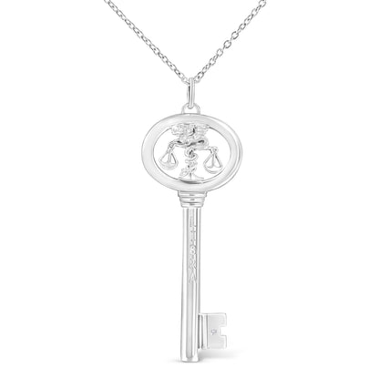 Sterling silver Virgo zodiac key pendant necklace with diamond accent on 18-inch chain Bids.com on Tampa Home & Garden Store