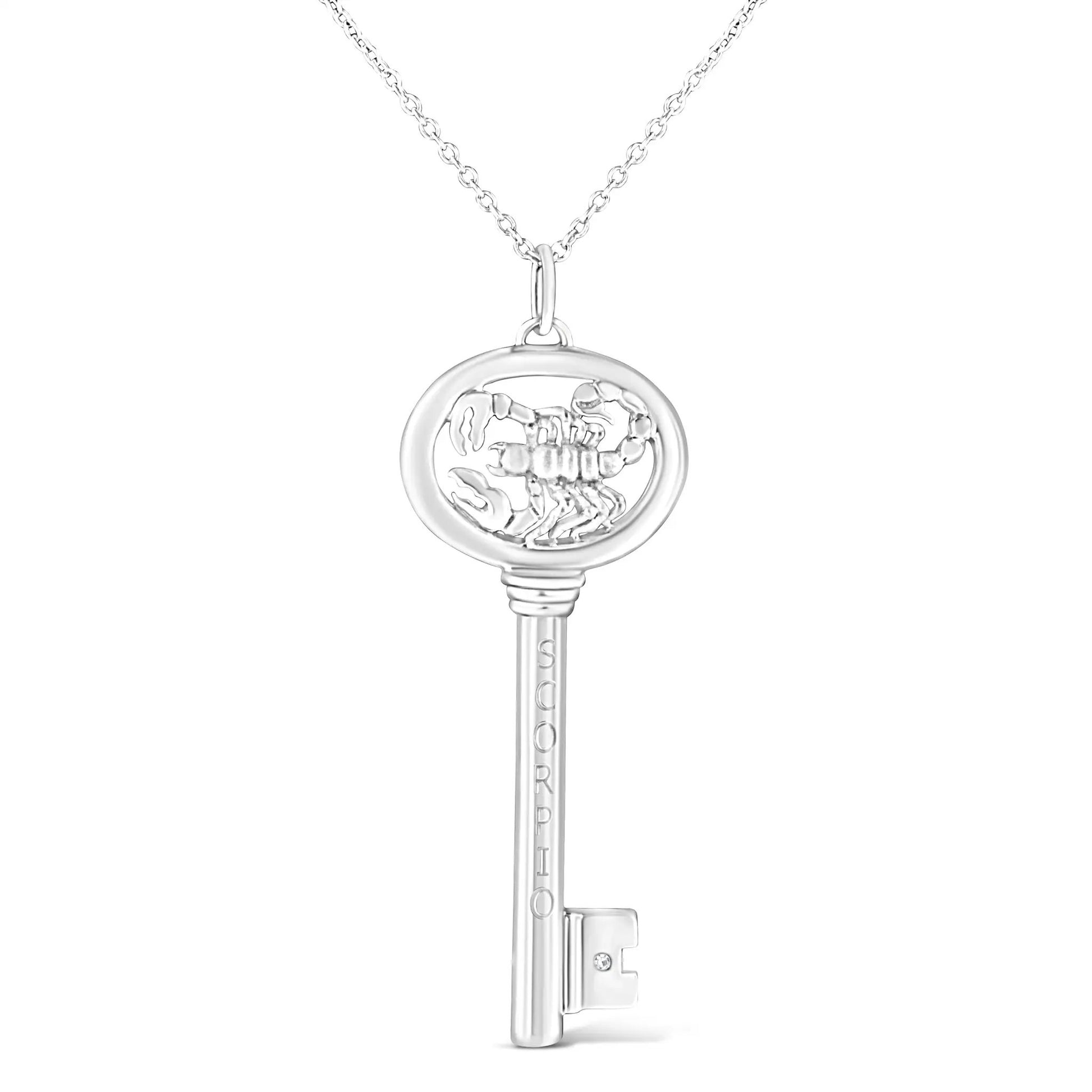 Sterling silver Virgo zodiac key pendant necklace with diamond accent, 18 inch chain by Bids.com on Tampa Home & Garden Store