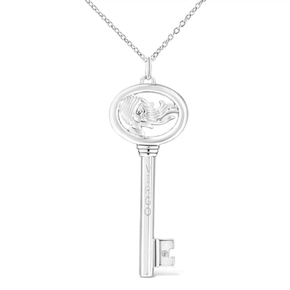 Sterling Silver Virgo Zodiac Key Pendant Necklace with diamond accent, 18in chain, Bids.com on Tampa Home & Garden Store