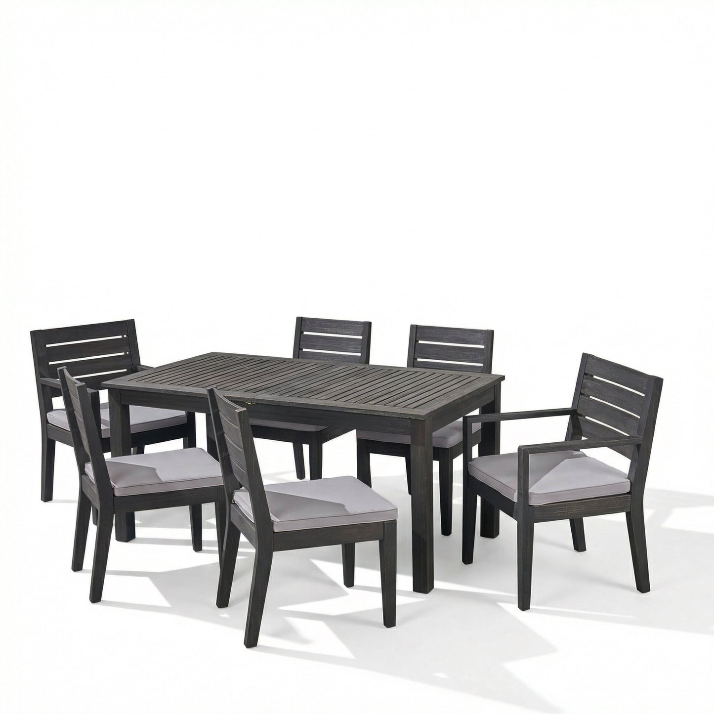 Outdoor Acacia 7 Piece Expandable Dining Set