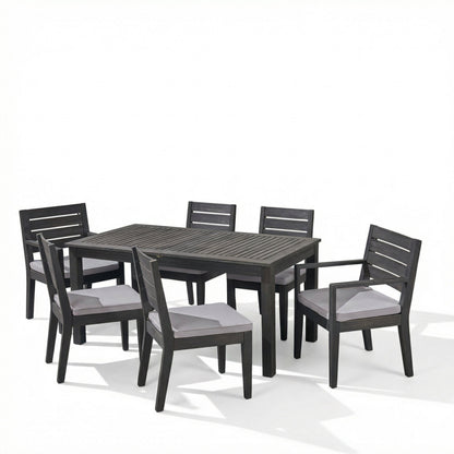 Outdoor Acacia 7 Piece Expandable Dining Set