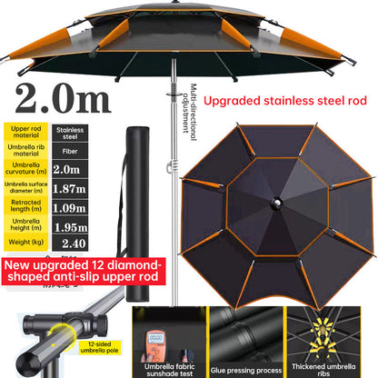 360° adjustable fishing sun umbrella: anti-UV, rainproof, portable large outdoor shade. - Tampa Home & Garden Store