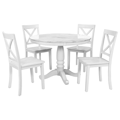 Elegant 5 Pieces Dining Table and 4 Chairs Set