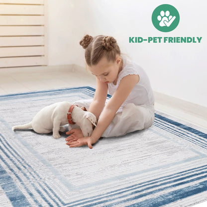 Marfi Bordered Rug in Neutral Tones for Living