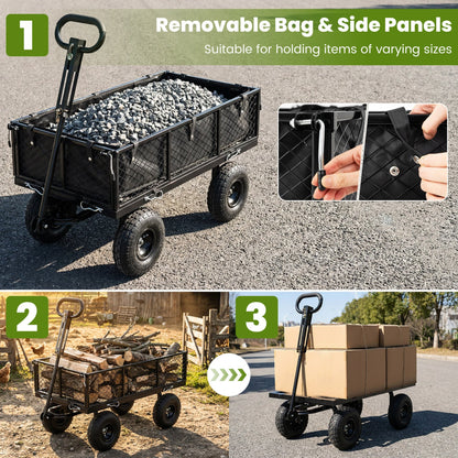 880 Lbs Utility Wagon Flatbed With Cloth Liner