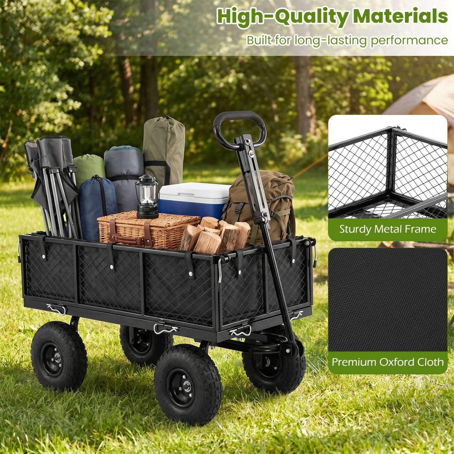 880 Lbs Utility Wagon Flatbed With Cloth Liner