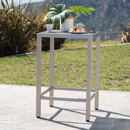 Outdoor Aluminum Bar Table and Rattan Top Gray