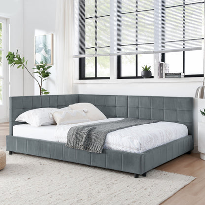 Mid Century Storage Upholstered Tufted Bed Frame