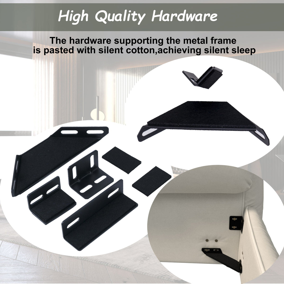 Upholstered platform bed hardware kit featuring black metal slats and brackets by HouseOfZazla on Tampa Home & Garden Store