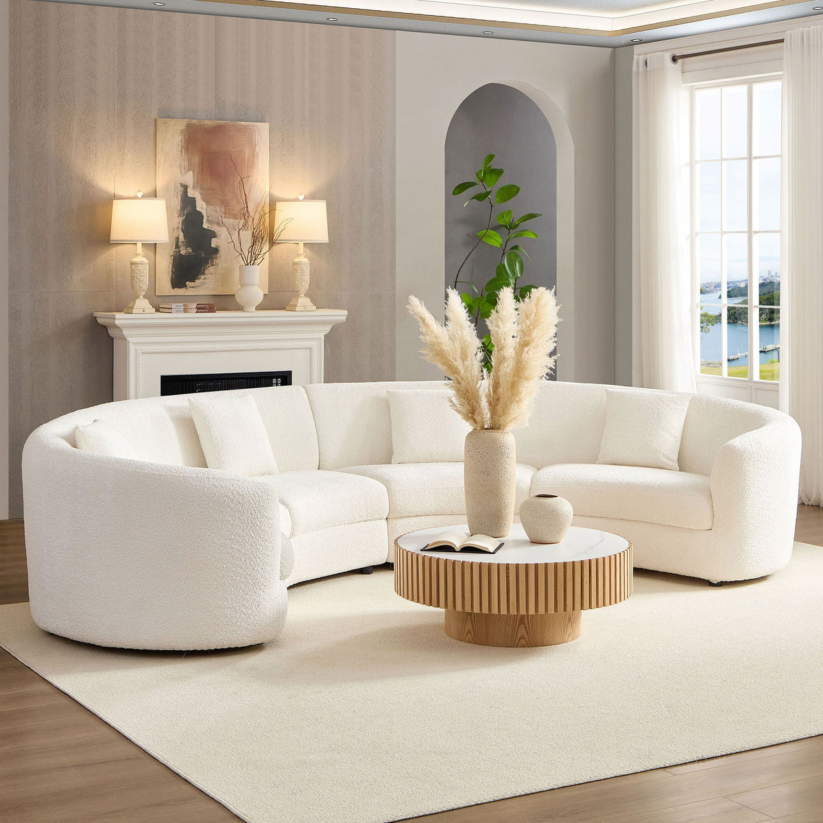 Classic Curved Tight Back Sofa And The Boucle