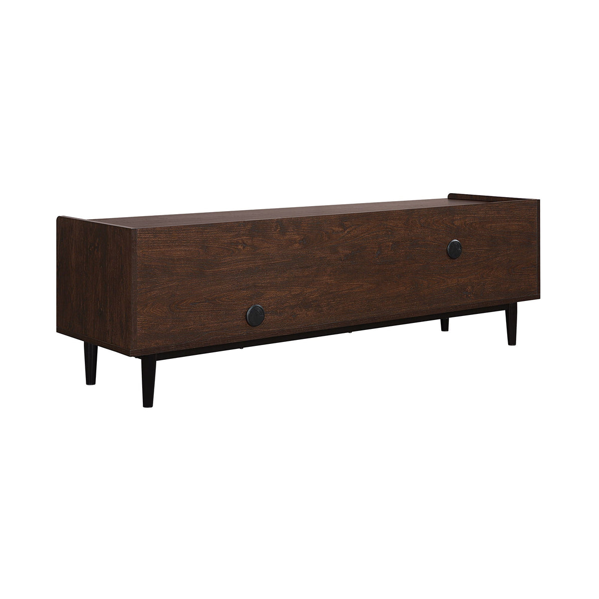 Fluted TV Stand with sliding door, dark wood finish, tapered legs on Tampa Home & Garden Store