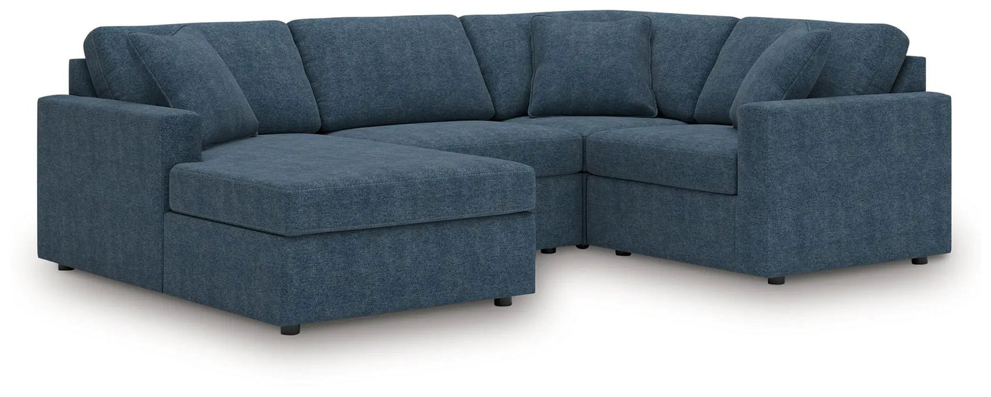 Modmax Ink Sectional, L-shaped blue fabric with cushions, stationary by Unique Piece Furniture on Tampa Home & Garden Store