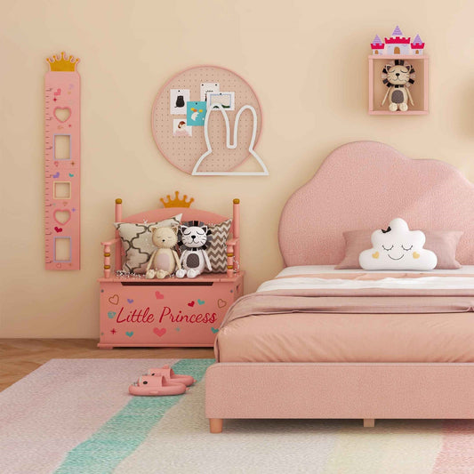 3 Pieces Kids' Room Bundle: Twin Bed Frame Wardrobe Closet Vanity Table and Stool Set - Tampa Home & Garden Store