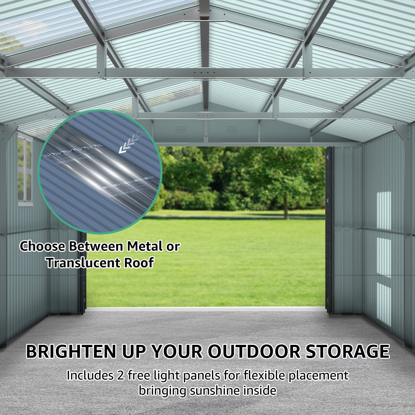 Shed Upgraded 13x20FT Outdoor Storage Shed by HouseOfZazla with metal frame and roof panels on Tampa Home & Garden Store