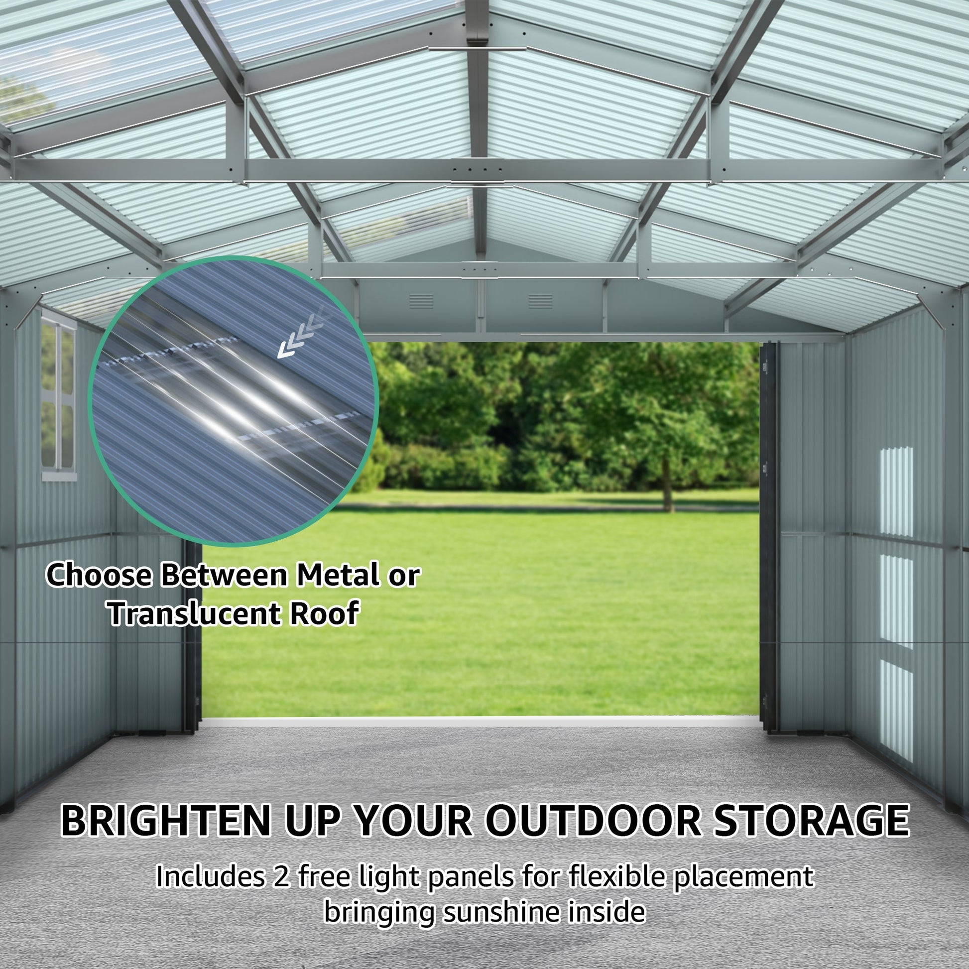 Shed Upgraded 13x20FT Outdoor Storage Shed by HouseOfZazla with metal frame and roof panels on Tampa Home & Garden Store