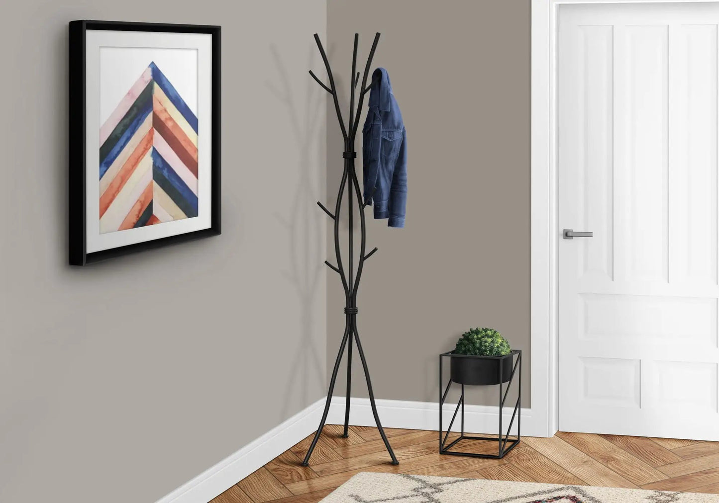 Coat Rack Hall Tree Free Standing Entryway Modern