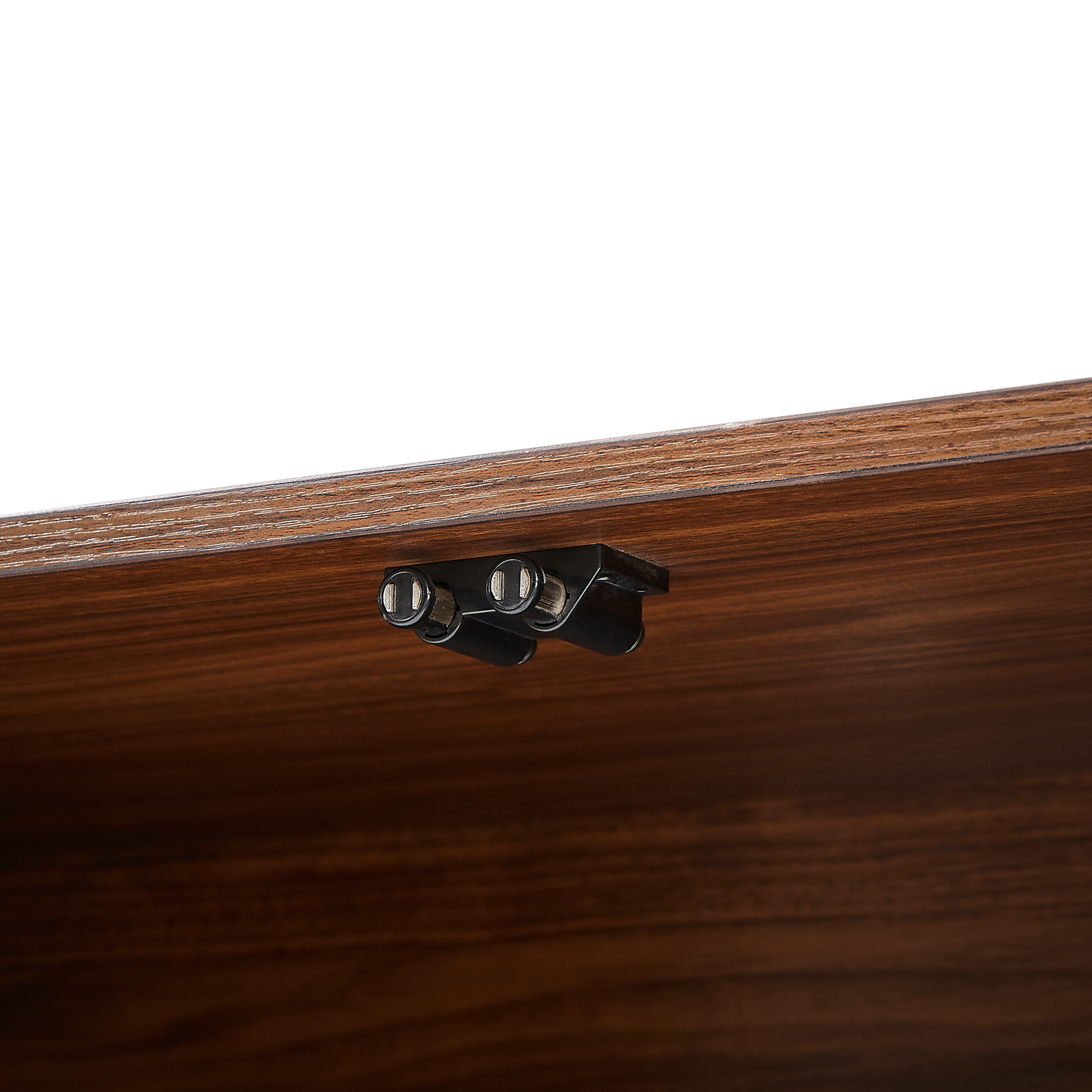 Sideboard storage cabinet TV stand brown wood finish with black metal hardware on Tampa Home & Garden Store