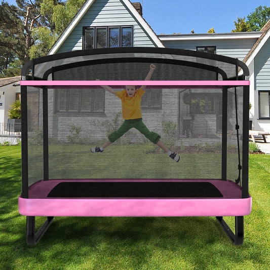 6 FT Kids Trampoline with Swing and Horizontal Bar Small Rectangle Trampoline - Tampa Home & Garden Store