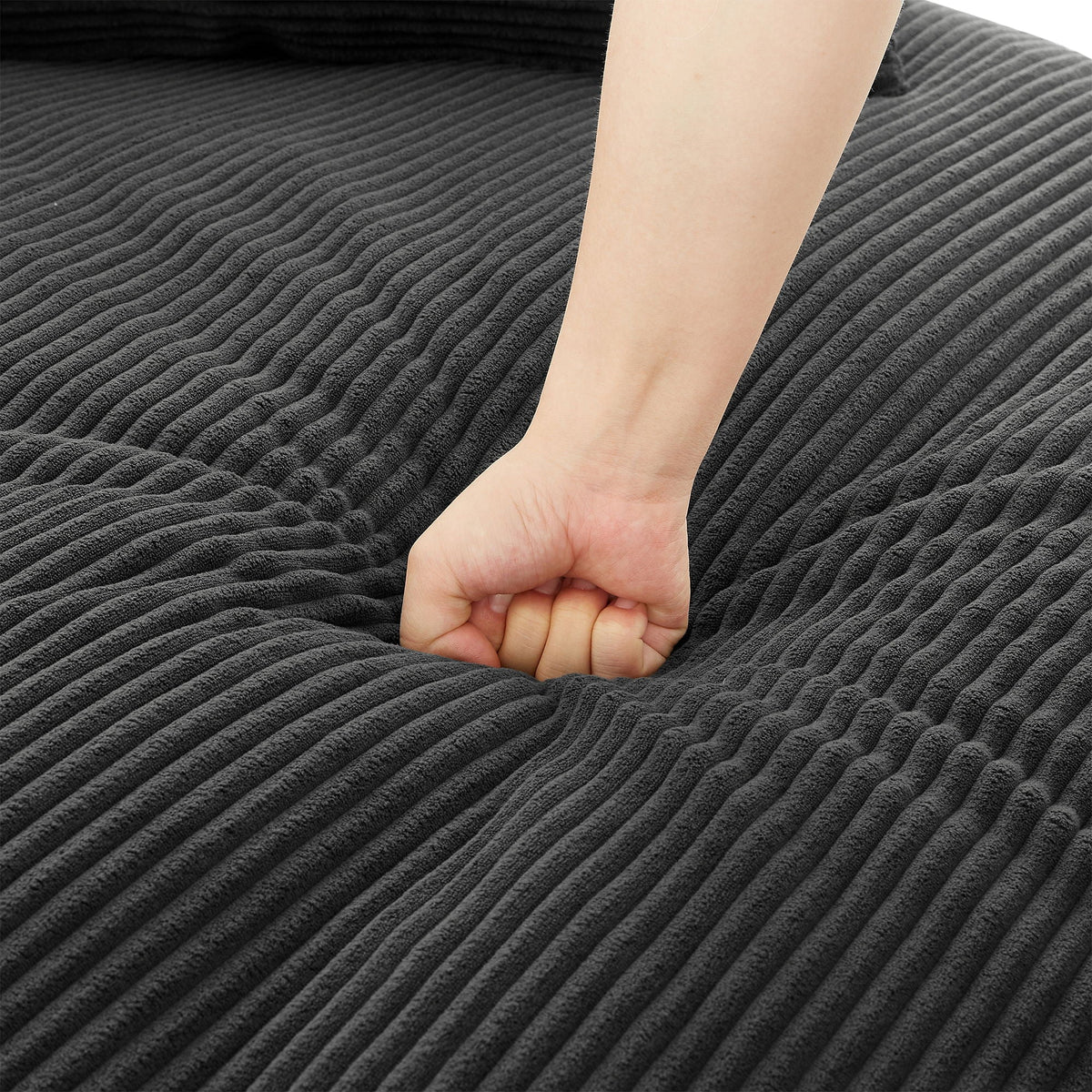 Swivel Barrel Chair With Cushion And Pillows: bare foot on dark ribbed carpet on Tampa Home & Garden Store