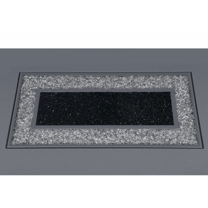 Ariya Bar Table with Glass Inlay, dark gray frame, glittery inset by HouseOfZazla on Tampa Home & Garden Store
