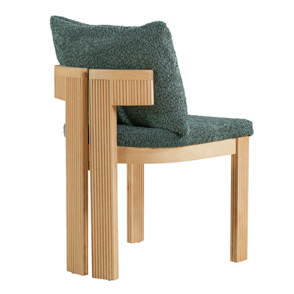 Boucle upholstered indoor dining chair set of 2 with rubber wood frame in blue on Tampa Home & Garden Store