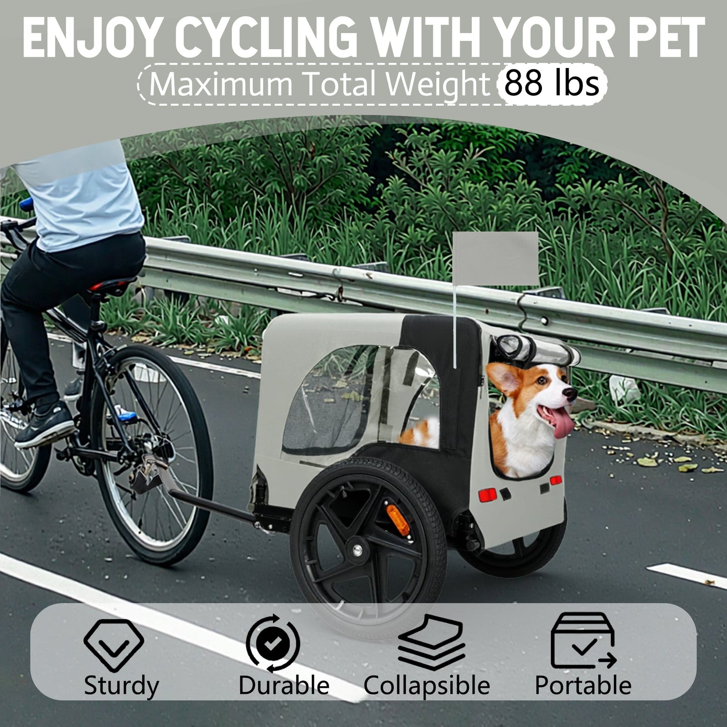 Pet Trailer HouseOfZazla durable collapsible bike trailer with 16-inch wheels on Tampa Home & Garden Store