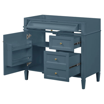 Blue bathroom vanity base with 2 drawers and a tip-out drawer by Unique Piece Furniture on Tampa Home & Garden Store
