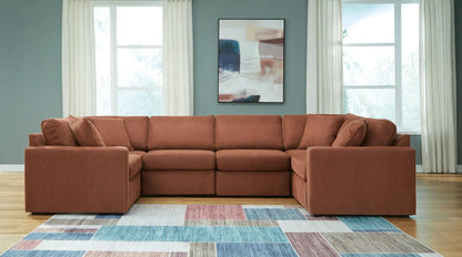 Modmax Spice sectional by Unique Piece Furniture, rust-orange stationary sofa in living space on Tampa Home & Garden Store