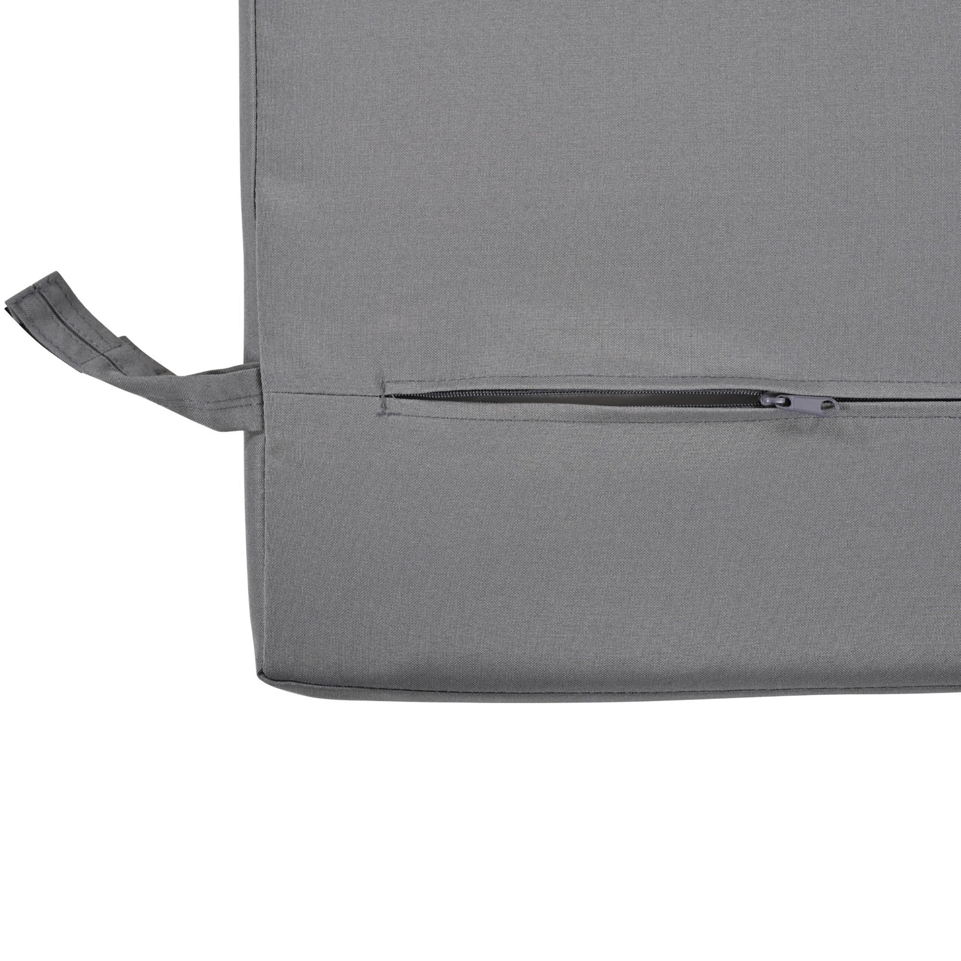 U_Style outdoor dining chair cushion in gray fabric with visible zipper and strap on Tampa Home & Garden Store