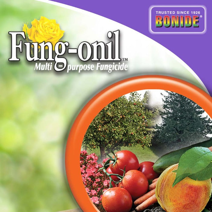 Fung-onil Ready To Spray liquid fungicide packaging by Bonide with logo and garden produce on Tampa Home & Garden Store