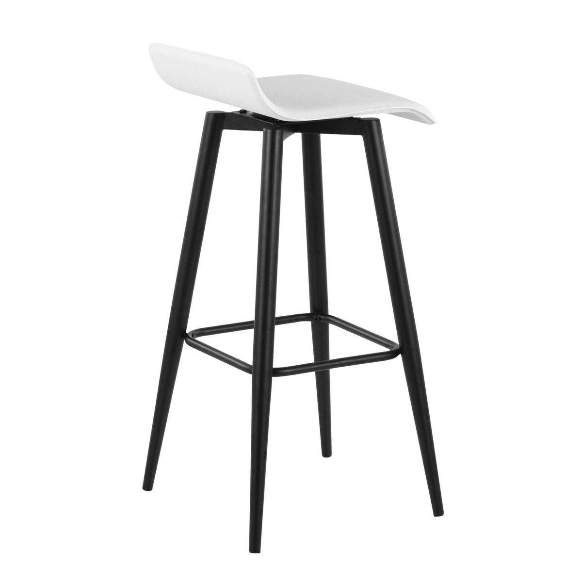 White contemporary fixed-height bar stool with black metal base HouseOfZazla on Tampa Home & Garden Store