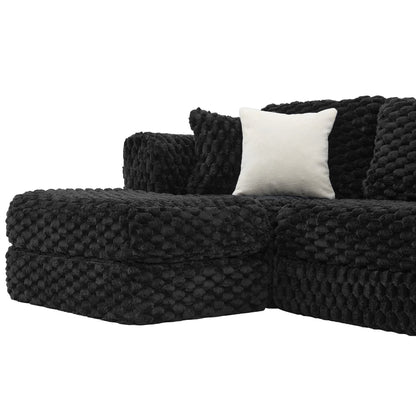 Modular Sectional Sofa HouseOfZazla in black textured fabric with white pillow on Tampa Home & Garden Store