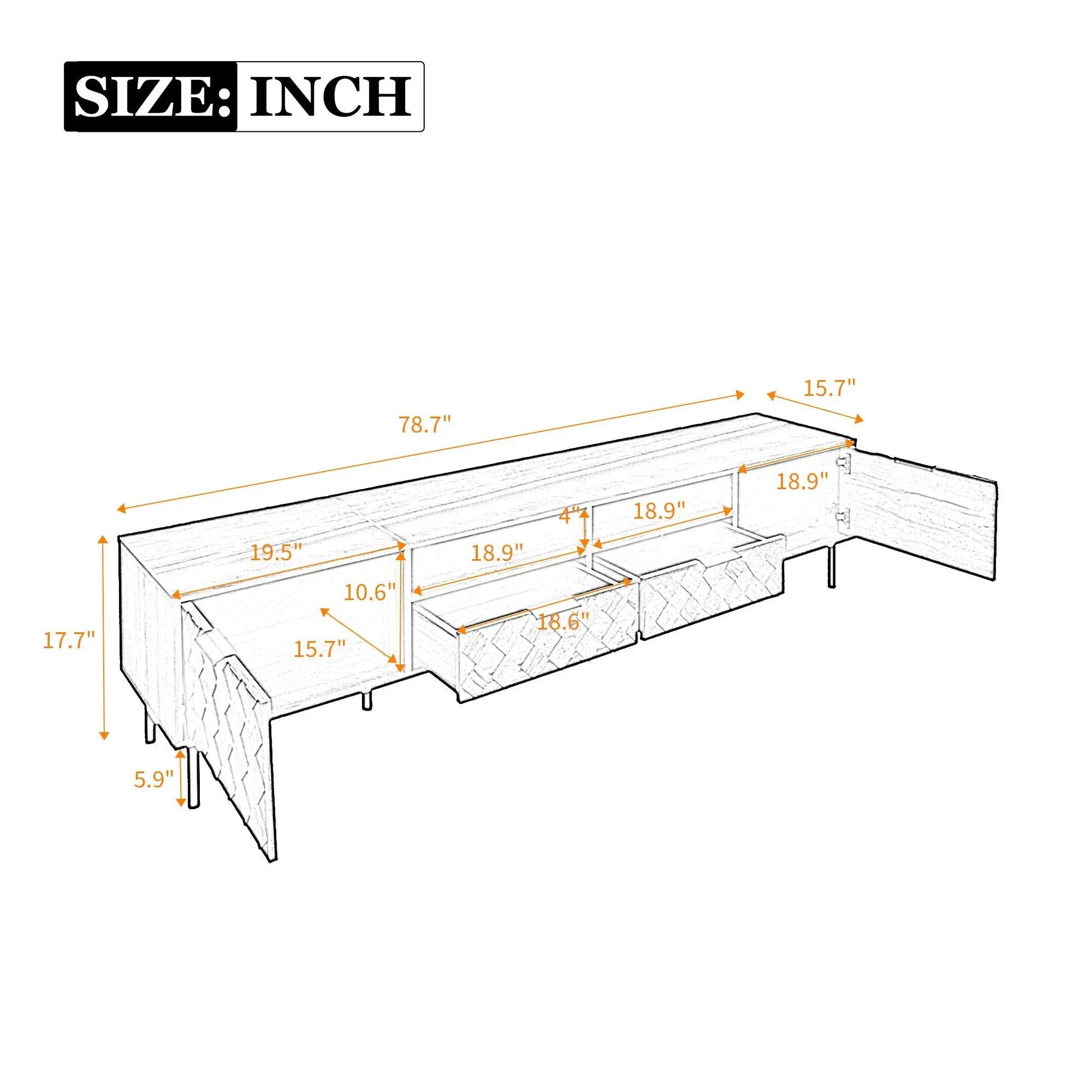 TV stand in walnut for 85-inch TVs with closed storage and soft-close hinges on Tampa Home & Garden Store