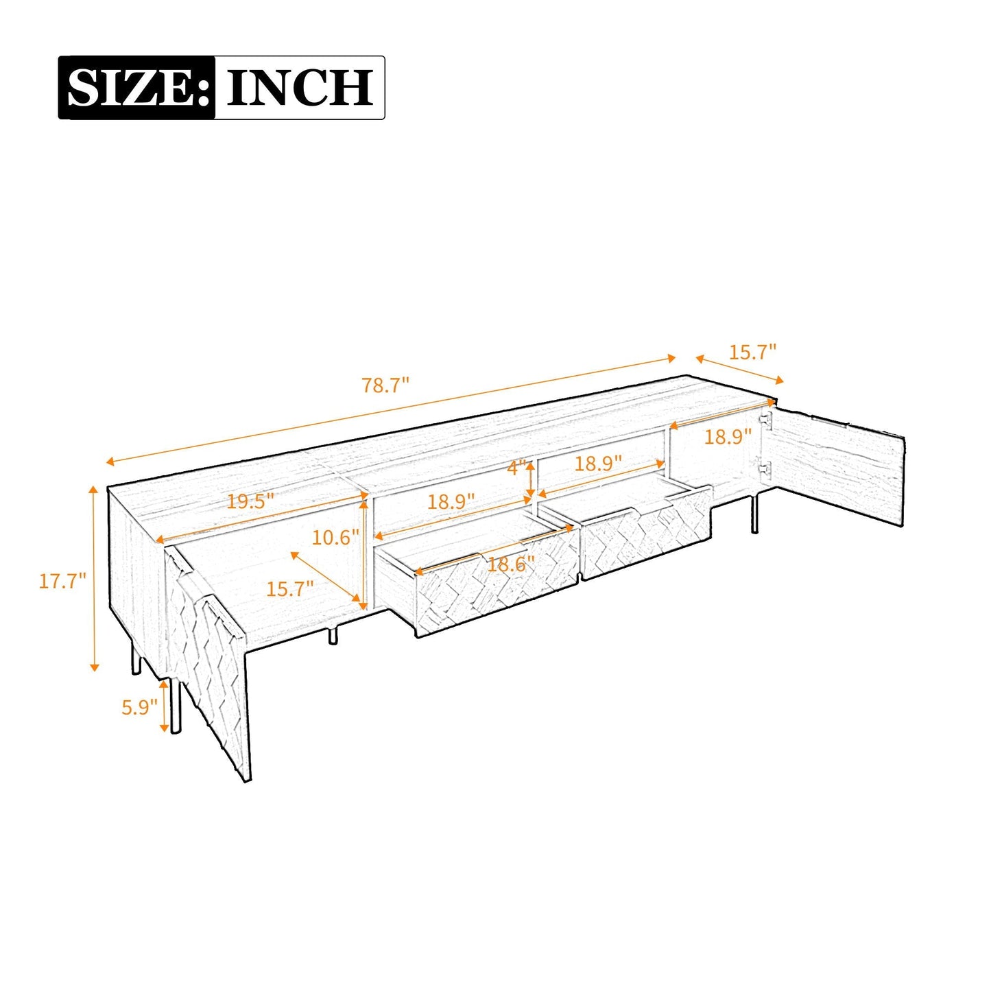 TV stand for TVs up to 85 inches in walnut with closed storage and multiple drawers on Tampa Home & Garden Store