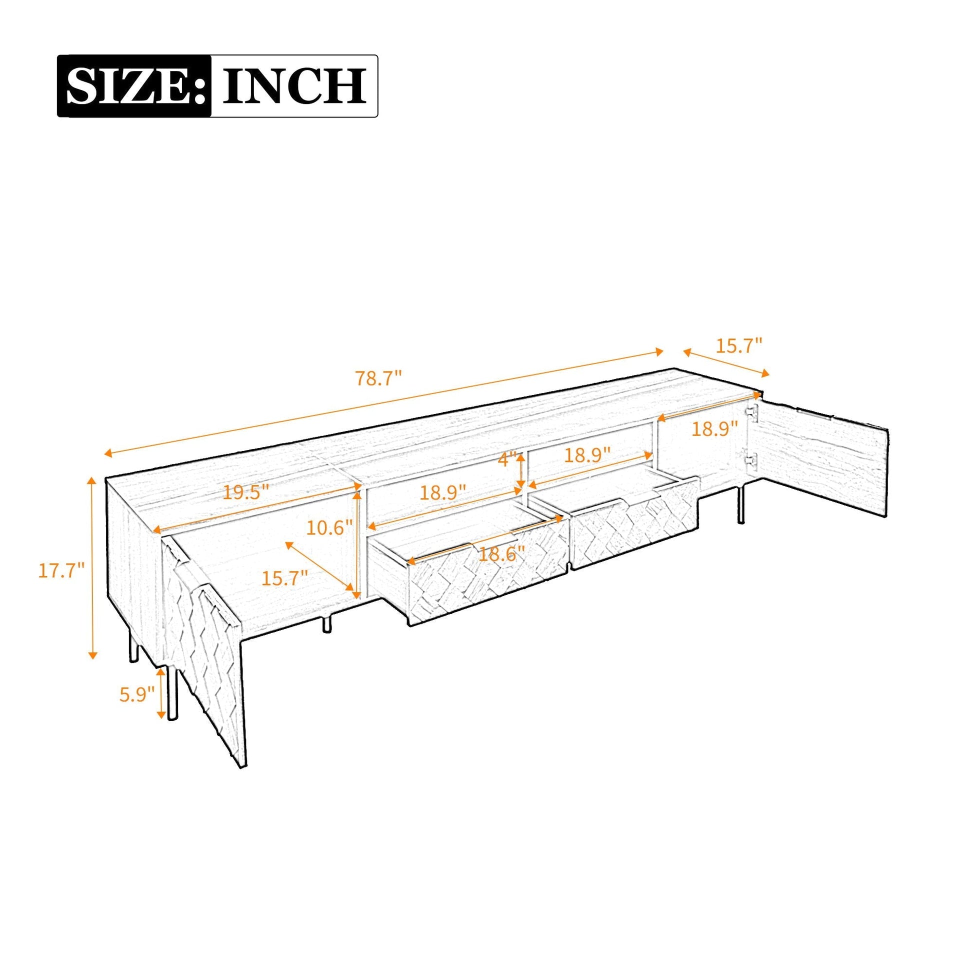 TV stand for TVs up to 85 inches in walnut with closed storage and multiple drawers on Tampa Home & Garden Store