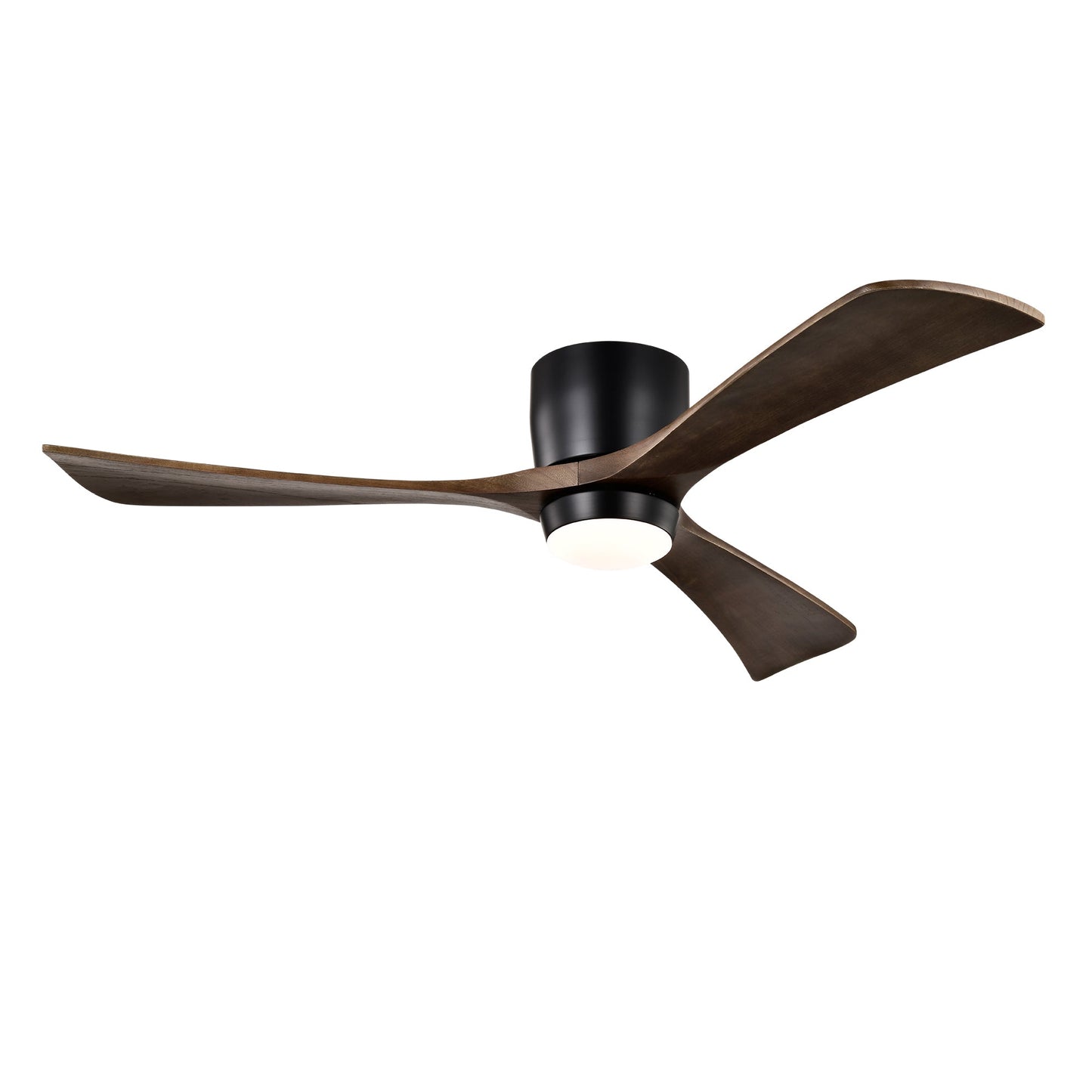52in flush mount ceiling fan with solid wood brown blades and light remote control on Tampa Home & Garden Store