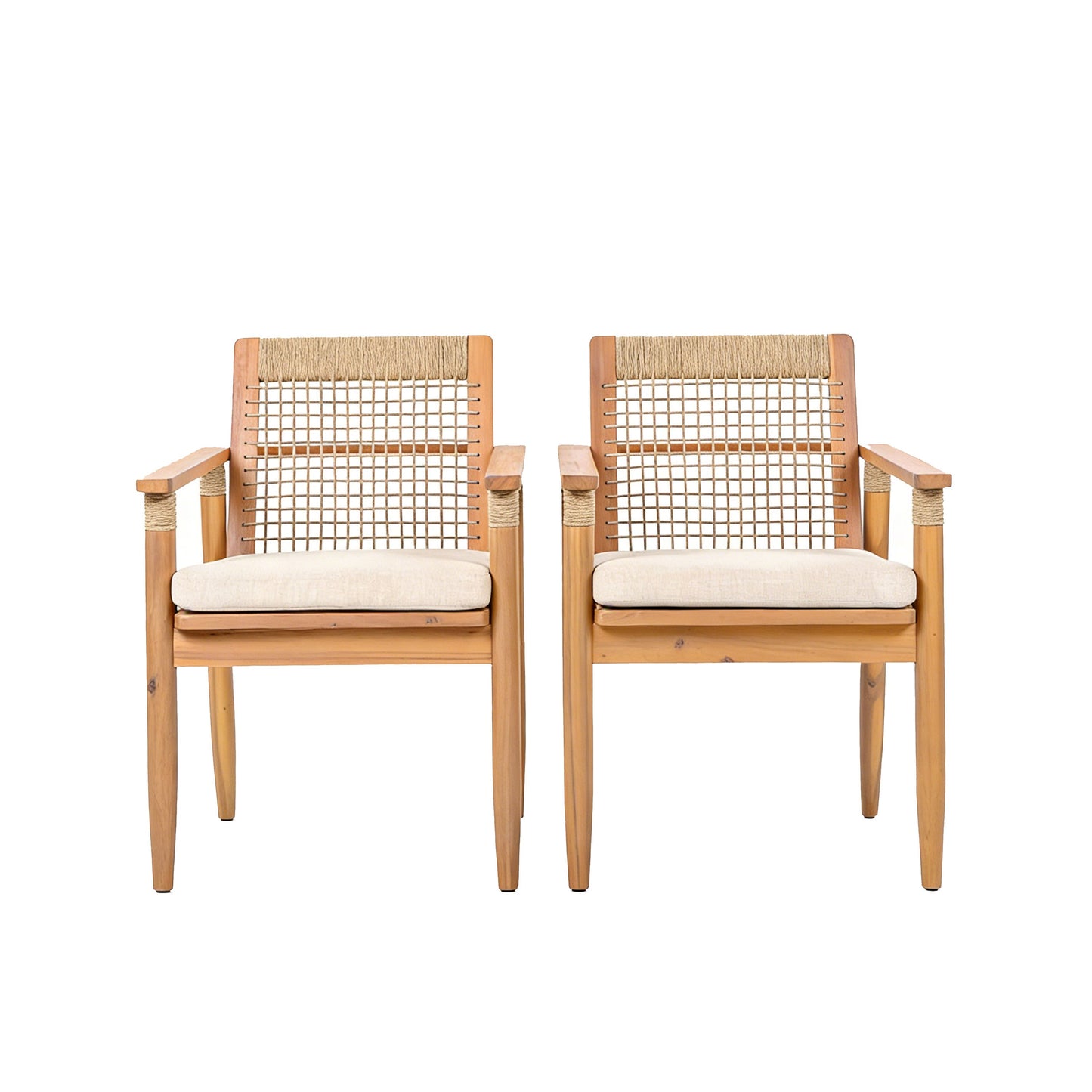 Acacia Wood Outdoor Dining Chairs Set of 2