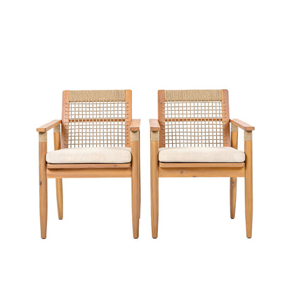 Acacia Wood Outdoor Dining Chairs Set of 2