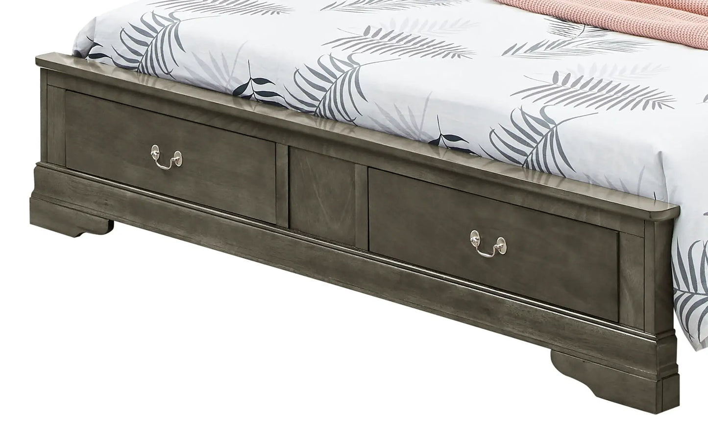 Upholstered Sleigh Bed with Dovetail Drawers