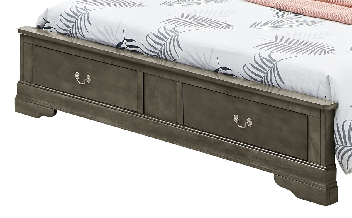 HouseOfZazla storage bed with panel sleigh design and under-bed drawers in gray finish on Tampa Home & Garden Store
