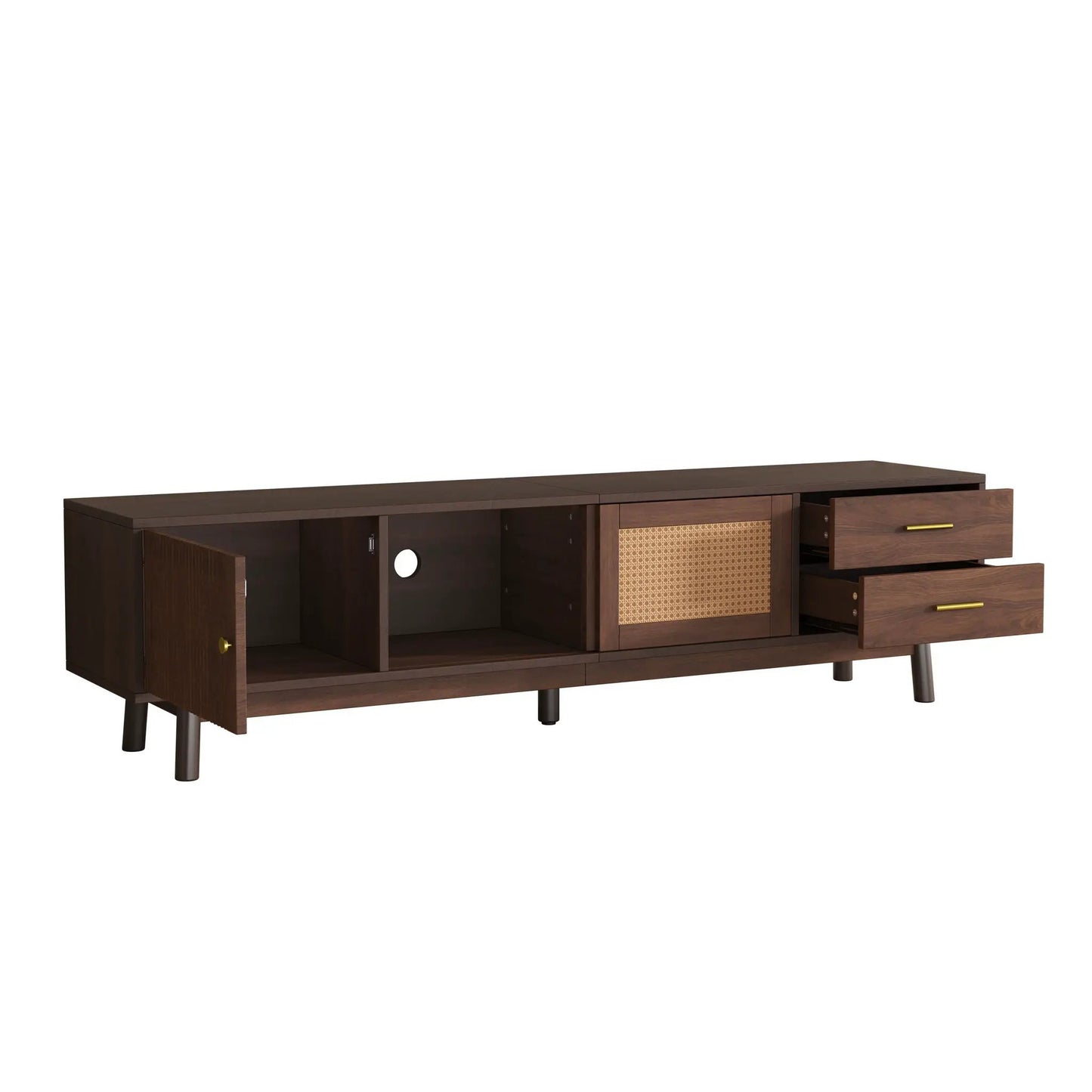 TV stand for 80-inch TVs dark brown wood with sliding doors and drawers Unique Piece Furniture on Tampa Home & Garden Store