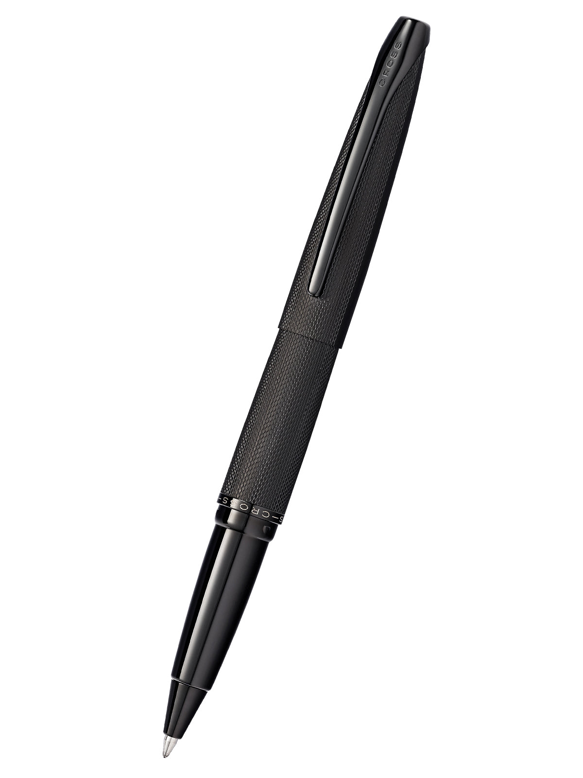 ATX Brushed Black Rollerball Pen by A.T. Cross, black textured body with clip on Tampa Home & Garden Store
